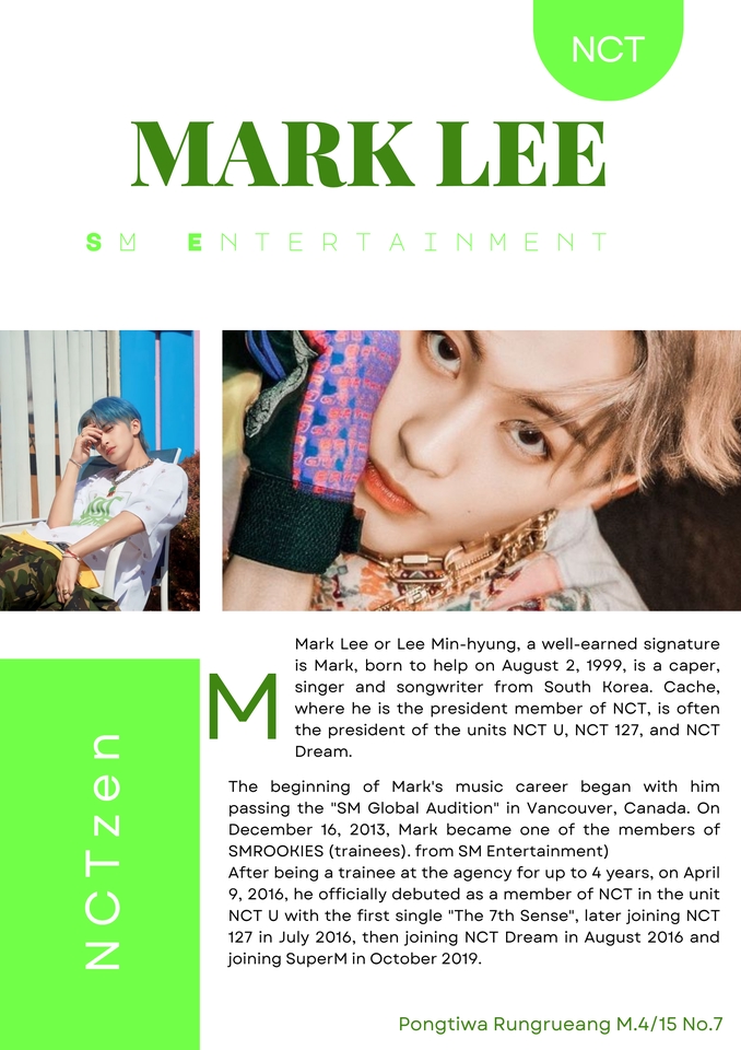 ออกแบบCanvaโปสเตอร์NCT Mark Lee