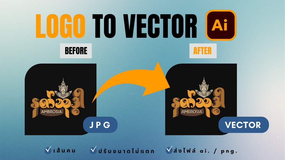 รับออกแบบโลโก้ รับทำโลโก้ เปลี่ยนโลโก้จาก JPG เป็นไฟล์ Vector พร้อมออกแบบโลโก้ร้านอาหาร หรือสินค้าของคุณให้สวยงาม ปรับขนาดได้ไม่แตก โลโก้มินิมอล โลโก้สวยๆ ออกแบบ logo ตามสั่ง