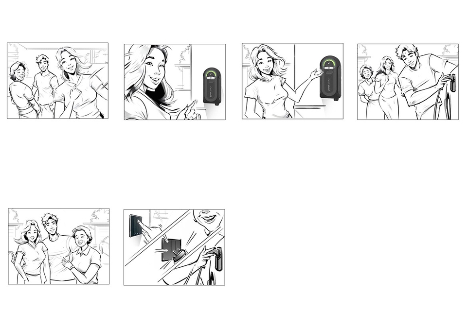 สตอรี่บอร์ดโฆษณาสินค้า ภาพร่างฉากต่าง ๆ เพื่อใช้ในการผลิตโฆษณา หนังสั้น หรืออนิเมชั่น