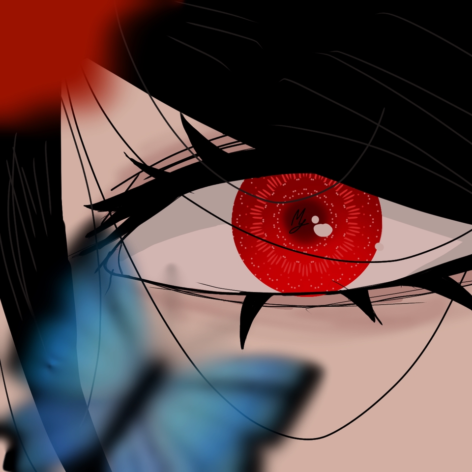 รับวาดรูปการ์ตูนอนิเมะตาแดง  ลายเส้นคมชัด  สไตล์มืดๆ