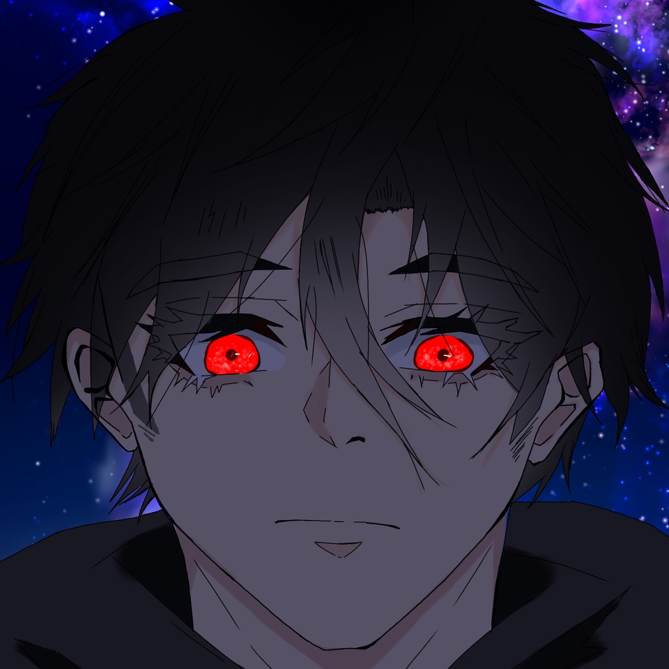 รับวาดรูปอนิเมะชายตาแดง  สไตล์มืด  วาดการ์ตูน  วาดรูปการ์ตูน