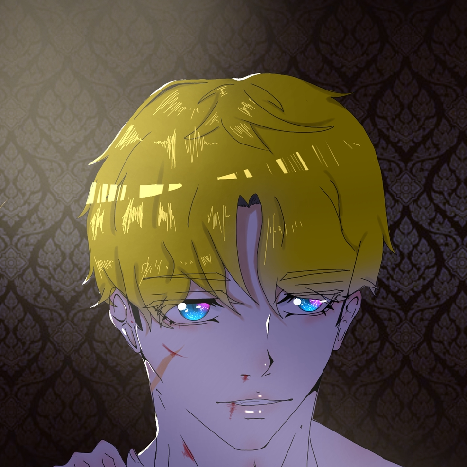 รับวาดรูปอนิเมะชาย ผมทอง ตาฟ้า สไตล์การ์ตูน