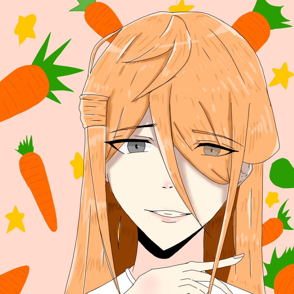 รับวาดรูปการ์ตูนอนิเมะหญิงน่ารัก สไตล์มินิมอล สีส้ม