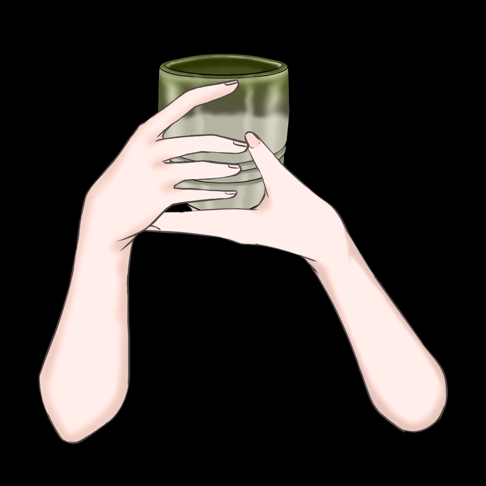 วาดภาพประกอบดิจิตอลเพ้นท์มือถือถ้วยชา