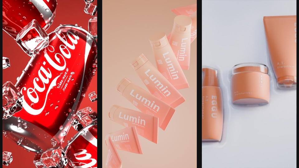 รับทำโมเดลสินค้า 3d packshot ภาพโมเดลสินค้าเครื่องสำอางและเครื่องดื่มที่ดูน่าสนใจ