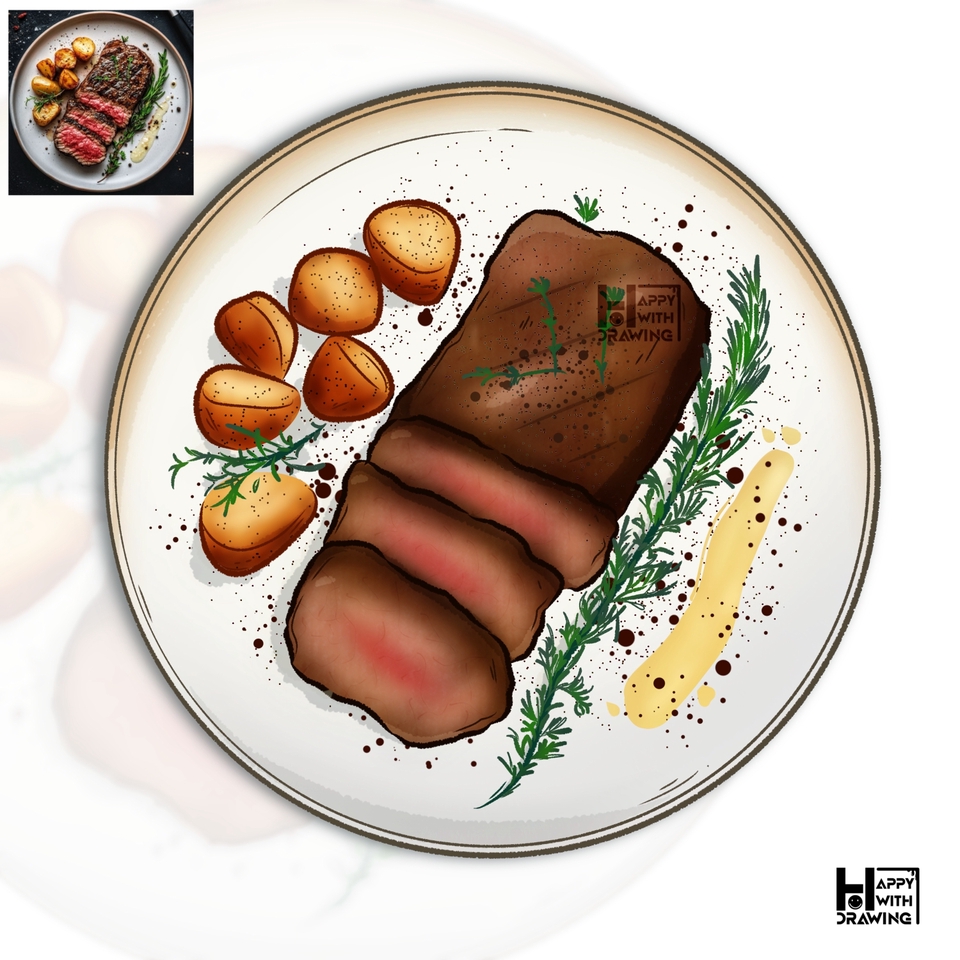 วาดภาพประกอบ - รับวาดรูปอาหารและเครื่องดื่ม - 6