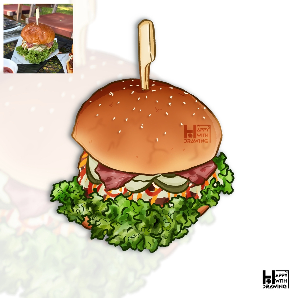 วาดภาพประกอบ - รับวาดรูปอาหารและเครื่องดื่ม - 4