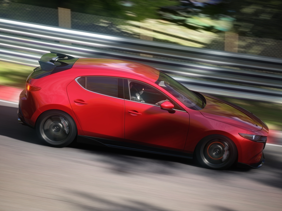รับปั้นโมเดล3D รถยนต์ Mazda3 3D Packshot คุณภาพสูง