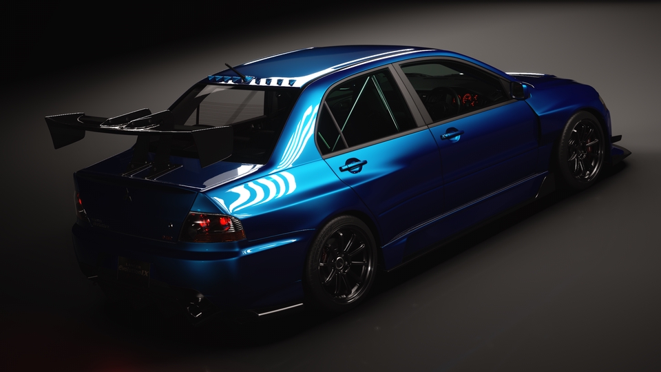 รับปั้นโมเดล3D รถยนต์แต่งซิ่ง สีน้ำเงิน