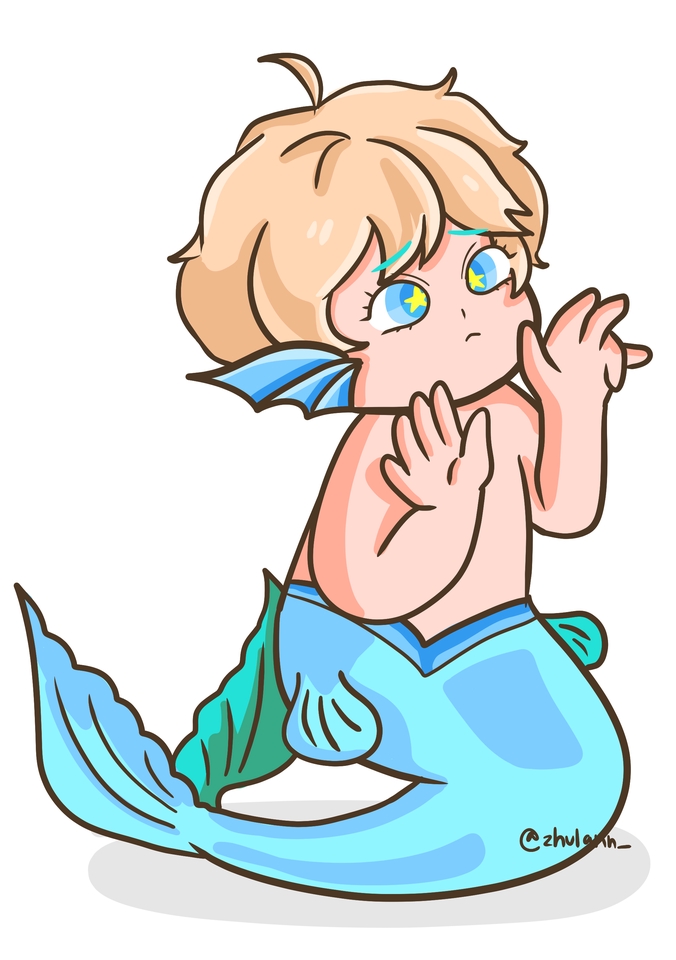 รับวาดรูปตัวการ์ตูนเงือกน้อยน่ารัก วาดภาพประกอบดิจิทัลสีสันสดใส เหมาะสำหรับวาดภาพประกอบนิทาน