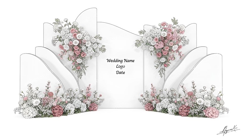 ทำแบคดรอปงานแต่งสวยๆ ดีไซน์เก๋ๆ รับทำ backdrop พร้อมดอกไม้ตกแต่ง