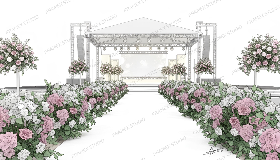 ทำแบคดรอปงานแต่งสวยงาม รับทำ backdrop ออกแบบและผลิต backdrop สำหรับงานแต่งงาน ราคาถูก