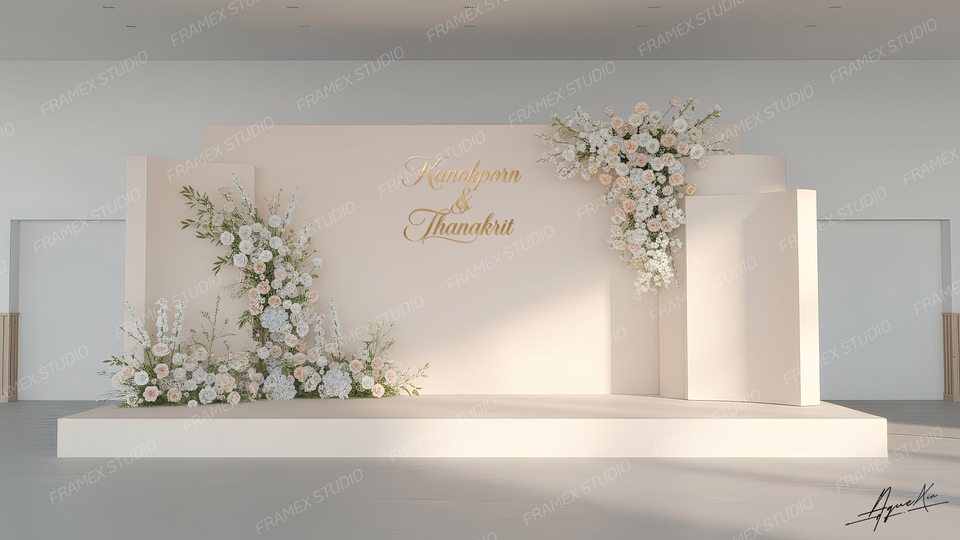 รับทํา backdrop งานแต่งงาน ทำแบคดรอปสวยๆ ฉากหลังสำหรับงานแต่งสีขาวสะอาดตา