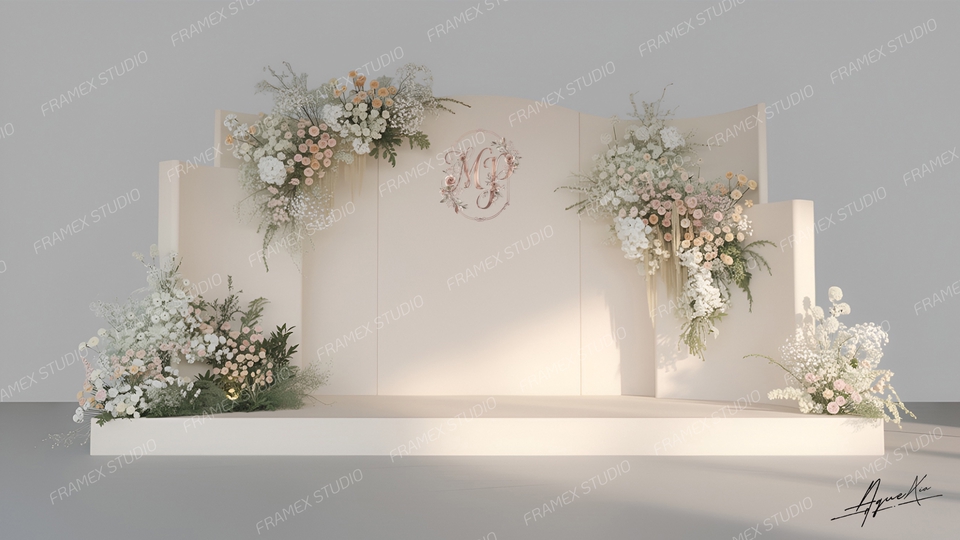 ทำแบคดรอปงานแต่งสวยๆ ดีไซน์เก๋ๆ รับทำ backdrop พร้อมดอกไม้ตกแต่ง จัดงานแต่งงานในฝัน