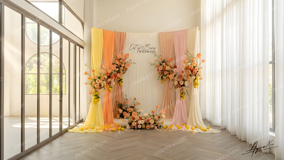 รับทำ backdrop สำหรับงานแต่งงานสวยๆ ทำแบคดรอปพร้อมดอกไม้ตกแต่ง ร้านทำ backdrop