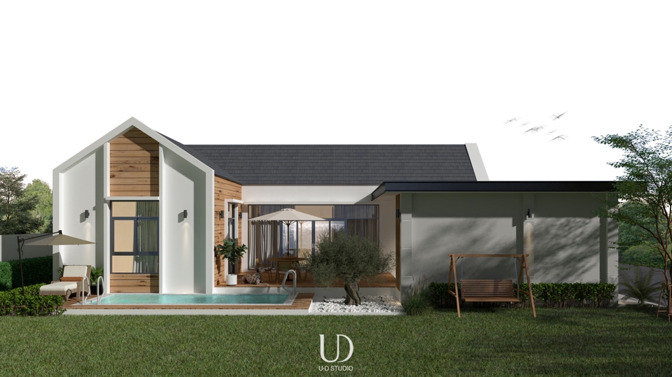 รับออกแบบบ้านสไตล์โมเดิร์น พร้อมสระว่ายน้ำ