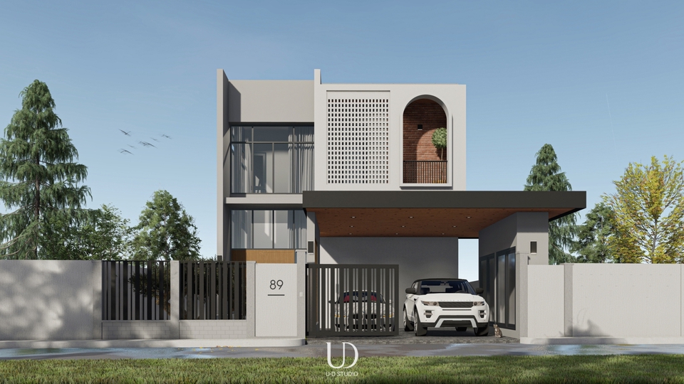 รับออกแบบบ้านสองชั้นสไตล์โมเดิร์น  ออกแบบตกแต่งภายในสวยงาม