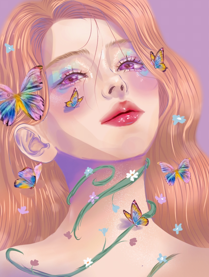 รับวาดรูปการ์ตูนอนิเมะน่ารัก สไตล์มินิมอล ภาพวาดหญิงสาวสวย ลายเส้นสวย