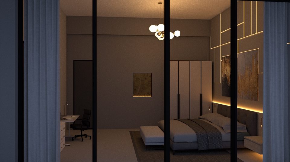 รับทำโมเดล3Dห้องนอนหรู ตกแต่งภายใน