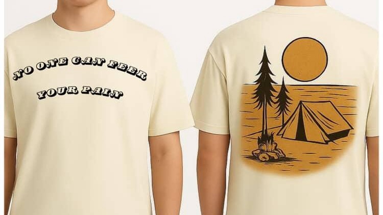 รับสกรีนเสื้อยืดลายแคมป์ปิ้ง ข้อความ "ไม่มีใครเข้าใจความเจ็บปวดของคุณ"
