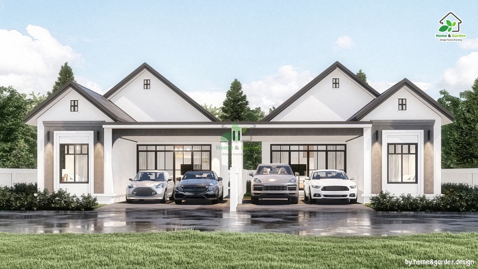 • Project : แบบบ้านแฝดพักอาศัย 1 ชั้น
• Style : บ้านทรงจั่ว กลิ่นอายอังกฤษ
• Size : 150*2=300 ตร.ม.