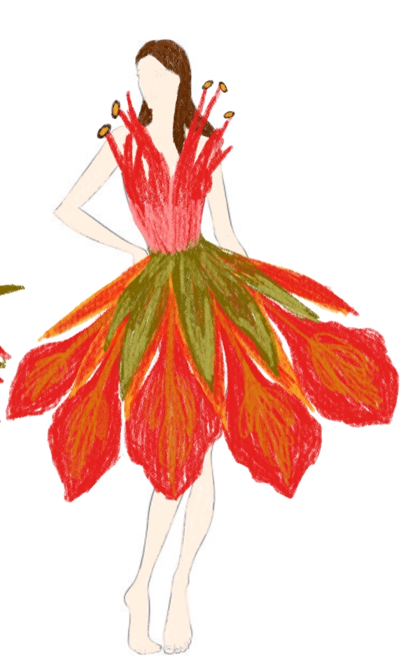 ออกแบบตัวละครแฟชั่นลายดอกไม้สไตล์ญี่ปุ่น