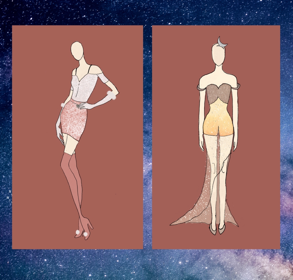 ออกแบบตัวละครแฟชั่นสไตล์อนิเมะ ชุดราตรีสวยงาม