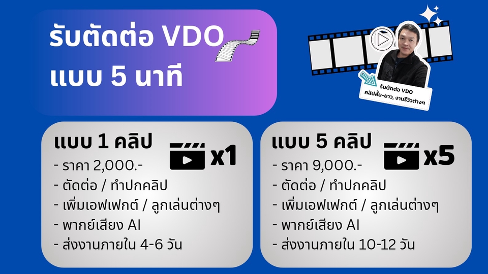 ตัดต่อวิดีโอ 5 นาที, ตัดต่อคลิป, ทำปกคลิป, เพิ่มเอฟเฟกต์, พากย์ ai, ตัดคลิป, ตัดต่อวิดีโอ, ตัดต่อ