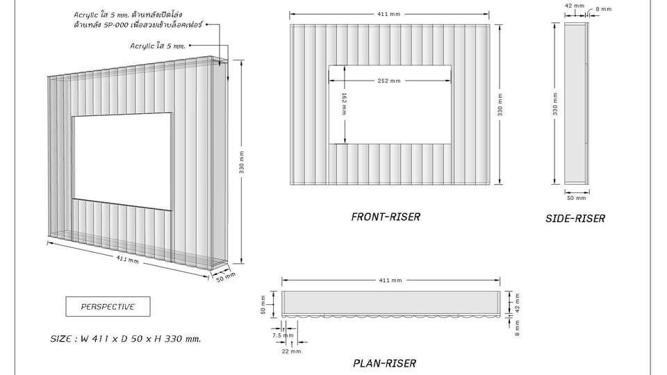 บริการออกแบบอะคริลิครูปแบบต่างๆ (Acrylic Trophy Award/Stand/standee /Die-Cut/Tray)