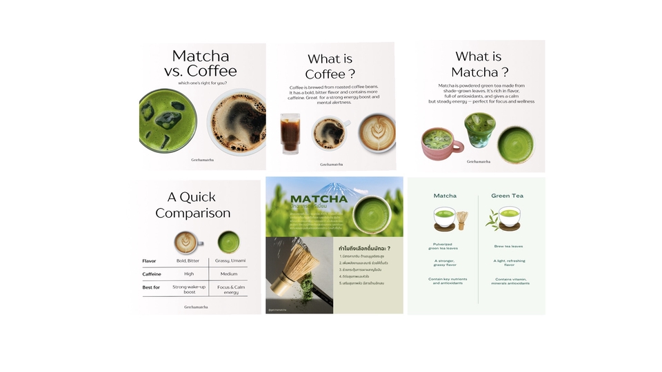 ออกแบบแบนเนอร์เครื่องดื่มชาเขียวมัทฉะและกาแฟ