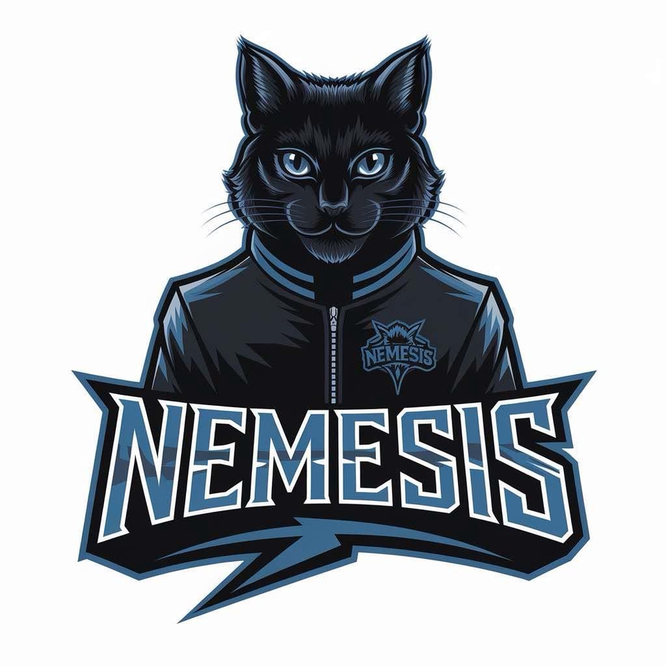 รับออกแบบโลโก้เกมเมอร์สไตล์มินิมอล โลโก้แมวดำ Nemesis
