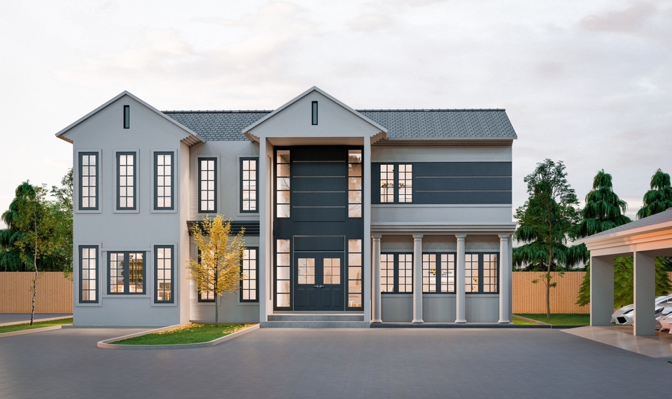 รับออกแบบบ้านสองชั้นสไตล์โมเดิร์นสวยหรู