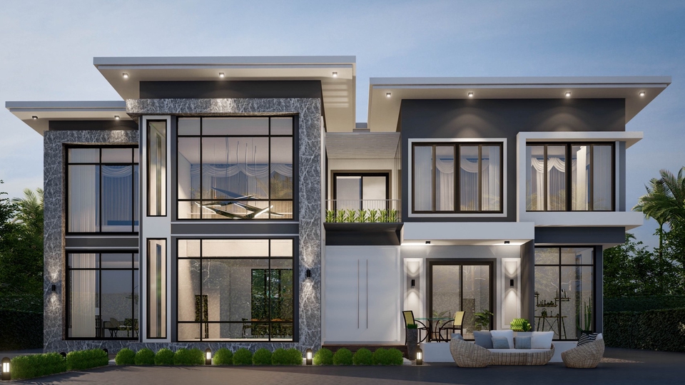 รับออกแบบบ้านสวยหรูสองชั้น สไตล์โมเดิร์น ออกแบบตกแต่งภายใน