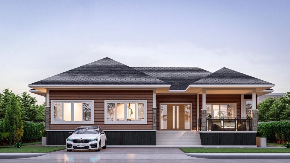 รับออกแบบบ้านสวย บ้านชั้นเดียว สไตล์โมเดิร์น