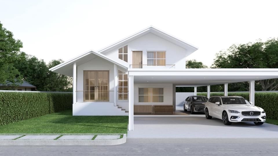 รับออกแบบบ้านสวยสไตล์โมเดิร์นพร้อมที่จอดรถ ออกแบบตกแต่งภายใน