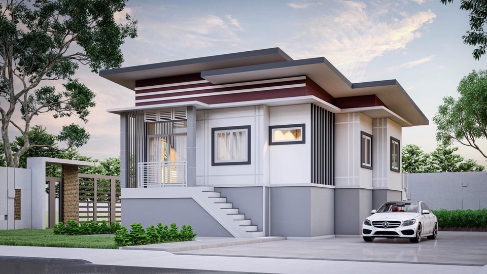 รับออกแบบบ้านสวยสไตล์โมเดิร์น บ้านชั้นเดียว ตกแต่งภายใน