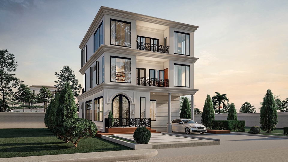 รับออกแบบบ้านสวยหรู 3 ชั้น สไตล์โมเดิร์น