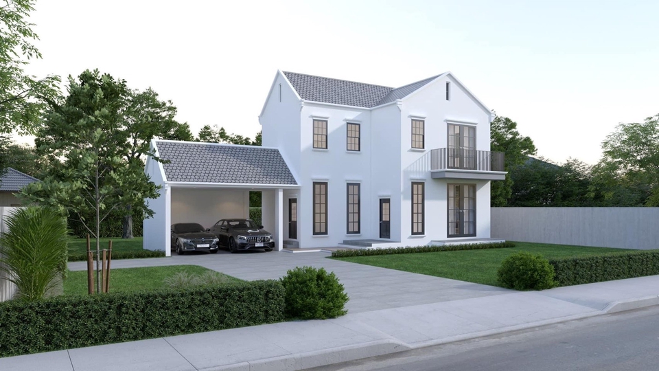 รับออกแบบบ้านสวย บ้านสองชั้น พร้อมที่จอดรถ ออกแบบตกแต่งภายใน