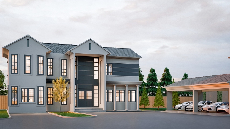 รับออกแบบบ้านสองชั้นสวยหรู พร้อมที่จอดรถ ออกแบบตกแต่งภายใน