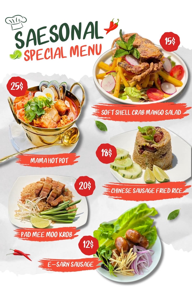 ออกแบบแบนเนอร์เมนูอาหารไทยสวยงาม พร้อมราคา ดึงดูดลูกค้า