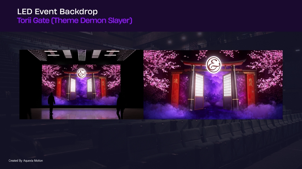 รับทำ motion graphics ฉากหลังเวที Torii Gate ธีม Demon Slayer สวยงาม พร้อมออกแบบกราฟิกเคลื่อนไหว