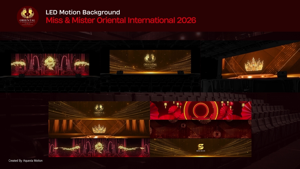 รับทำ motion graphics ฉากหลัง LED สวยงาม สำหรับงานประกวด Miss & Mister Oriental International 2026