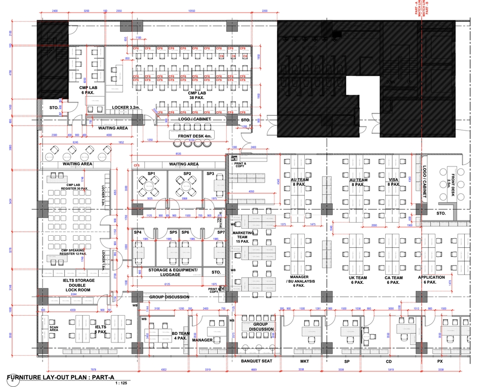 ออกแบบเฟอร์นิเจอร์สำนักงานแบบแปลนพื้นที่ทำงาน