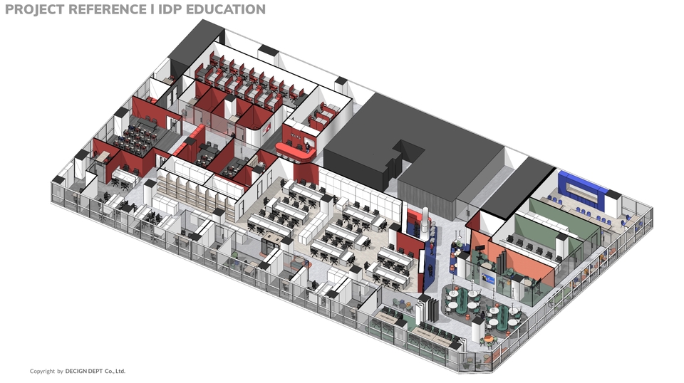 ออกแบบตกแต่งภายในสำนักงาน IDP EDUCATION แบบ 3D