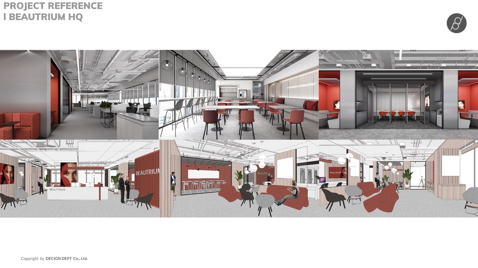 รับออกแบบตกแต่งภายในสำนักงานสวยหรู Beautrium HQ