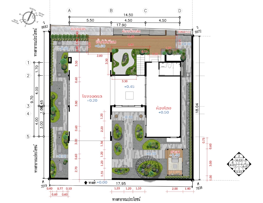 รับออกแบบภูมิทัศน์และจัดสวนสวย แบบบ้านชั้นเดียว งบประหยัด