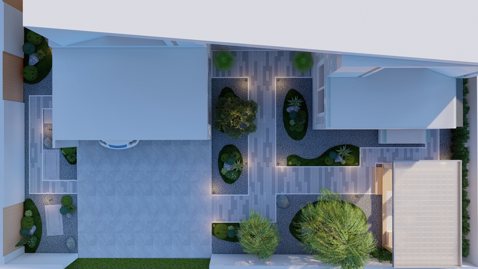 รับออกแบบภูมิทัศน์สวยงาม ออกแบบสวนบ้านจัดสวนสไตล์โมเดิร์น