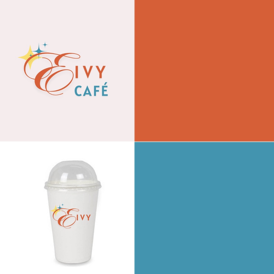 ออกแบบโลโก้ร้านอาหาร Ivy Cafe สไตล์มินิมอล โลโก้เรียบหรูดูแพง