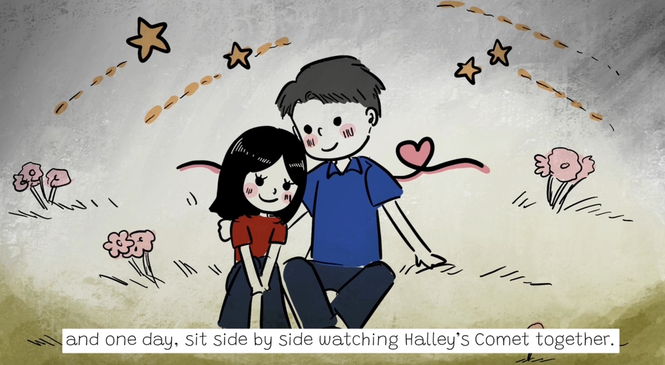 รับทำอนิเมชั่นคู่รักชมดาวหางฮัลเลย์