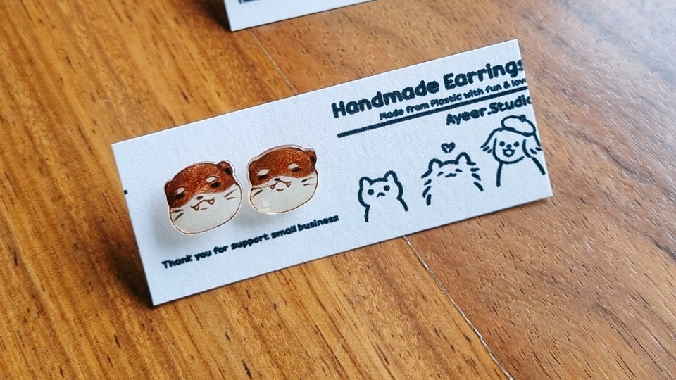 Art & Craft  - ต่างหูจิ๋ว custom แบบเจาะ stud earrings 3 คู่ - 3